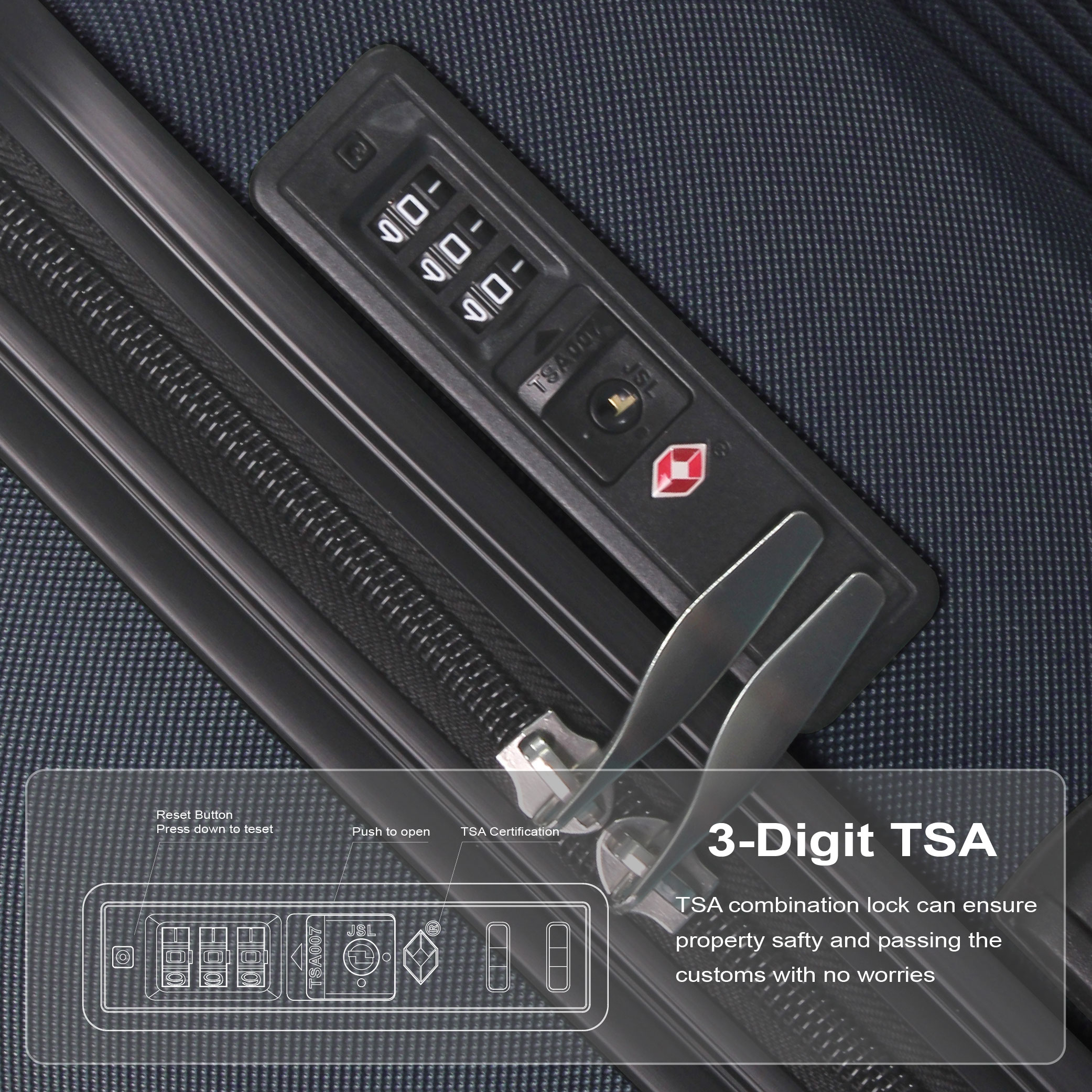 BLUE 3-Piece Premium ABS Luggage Set-20", 24", And 28" Suitcases With Multi-Position Handle, Silent Spinner Wheels, And TSA-Approved Lock-Durable, Stylish, And Spacious Travel Gear_voghion.com